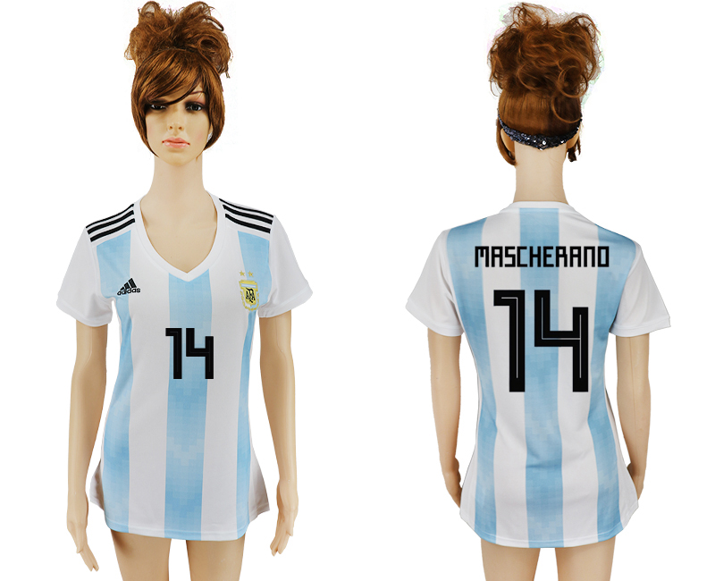 Maillot de femmes par cher Argentina #14 MASCHERAND 2018 FIFA Wo